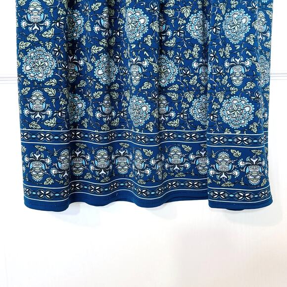 Max Studio Wms Med Navy Floral Print Jersey Knit Swing Dress Cottagecore - Picture 5 of 10